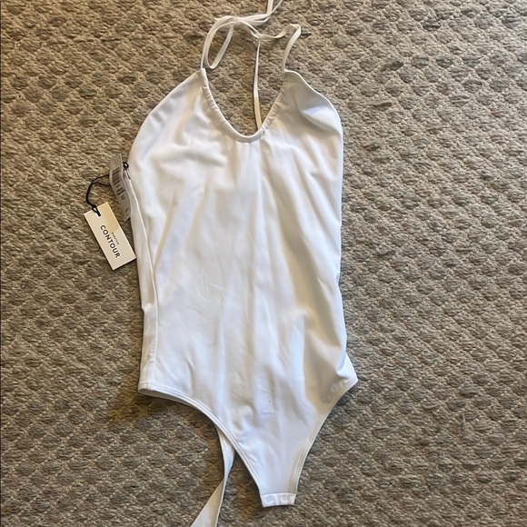 Aritzia Tops - Aritzia Babaton Contour White Halter Neck Bodysuit
